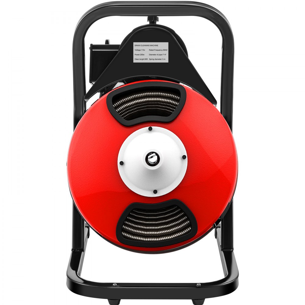 VEVOR Drain Cleaner Machine 50FTx1/2Inch, Sewer Snake Machine with 4 Cutter & Foot Switch, Electric Drain Auger Drill Drain Auger Cleaner for 1" to 4" Pipes