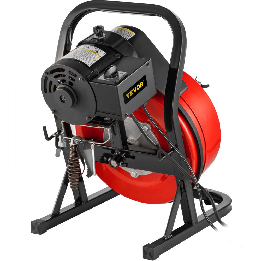 VEVOR Drain Cleaner Machine 50FTx1/2Inch, Sewer Snake Machine with 4 Cutter & Foot Switch, Electric Drain Auger Drill Drain Auger Cleaner for 1" to 4" Pipes