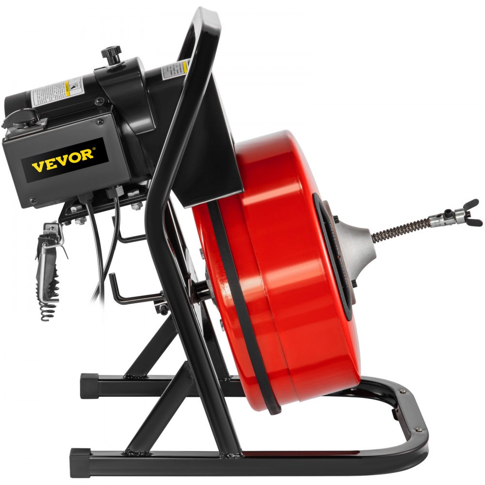VEVOR Drain Cleaner Machine 50FTx1/2Inch, Sewer Snake Machine with 4 Cutter & Foot Switch, Electric Drain Auger Drill Drain Auger Cleaner for 1" to 4" Pipes