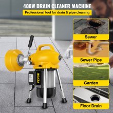 Máquina de limpieza de desagües seccionales Limpiador de desagües de 400 W Cable de 20 x 16 mm y 5 x 10 mm