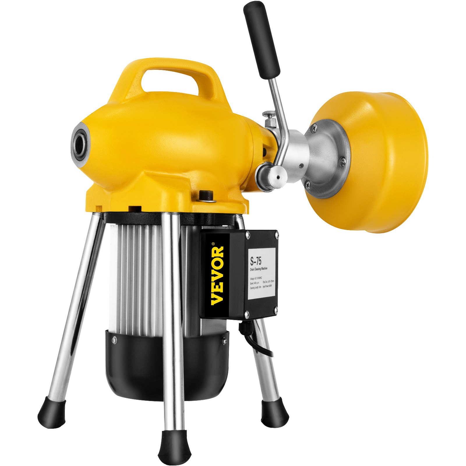 VEVOR 66 Ft x 2/3 Inch Electric Drain Auger Best fit 3/4Inch(20mm) to 5 Inch(125mm) Pipes 500W Electric Drain Auger Portable Drain Cleaner Machine with 4 Cutters Drain Cleaning Machine Plumbing Tool