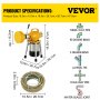VEVOR Drain Cleaner Machine, 66Ft x2/3Inch Electric Drain Auger with 2 Cables for 3/4\" to 4\" Pipes, Power Spin with Autofeed Function & 6 Cutters, Sewer Snake for Toilet Sewer Bathroom Sink Shower
