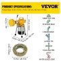 VEVOR Drain Cleaner Machine, 66Ft x2/3Inch Electric Drain Auger with 2 Cables for 3/4" to 4" Pipes, Power Spin with Autofeed Function & 6 Cutters, Sewer Snake for Toilet Sewer Bathroom Sink Shower