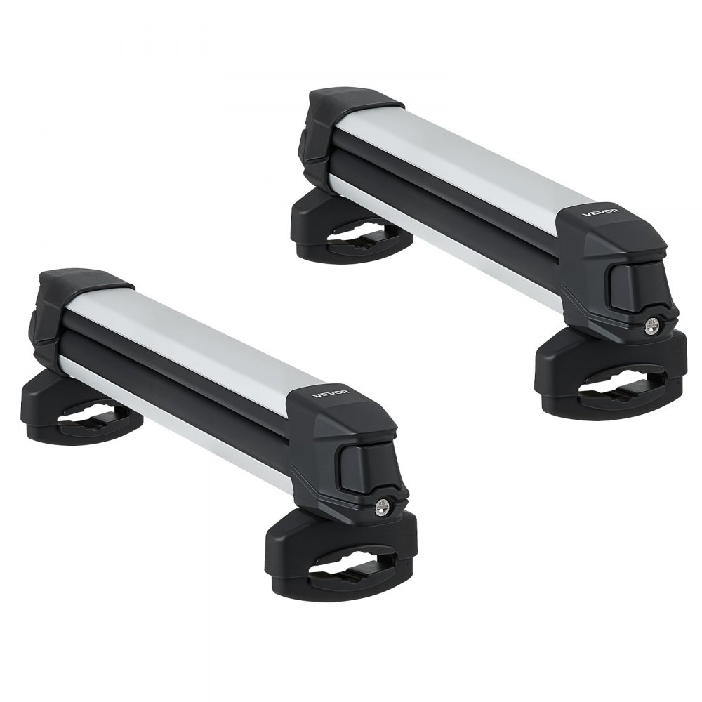 VEVOR Ski & Snowboard Roof Rack, Carry up to 4 Pairs of Skis or 2 Snowboards, 2 PCS Aluminum Universal Car Roof Rack Top Holder with Lock & Rubber Padding, Carrier for Fishing Rod, Fit Most Crossbars