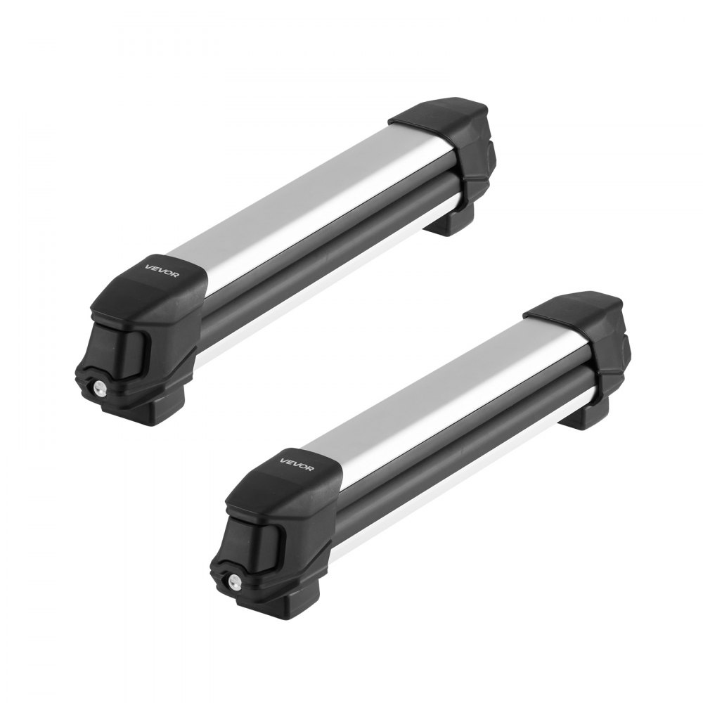 VEVOR Ski & Snowboard Roof Rack, Carry up to 4 Pairs of Skis or 2 Snowboards, 2 PCS Aluminum Universal Car Roof Rack with Lock & Rubber Padding, Carrier for Fishing Rod, Fit Most Slotted Crossbars