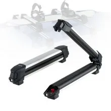 VEVOR Ski & Snowboard Roof Rack, Carry up to 4 Pairs of Skis or 2 Snowboards, 2 PCS Aluminum Universal Car Roof Rack with Lock & Rubber Padding, Carrier for Fishing Rod, Fit Most Slotted Crossbars
