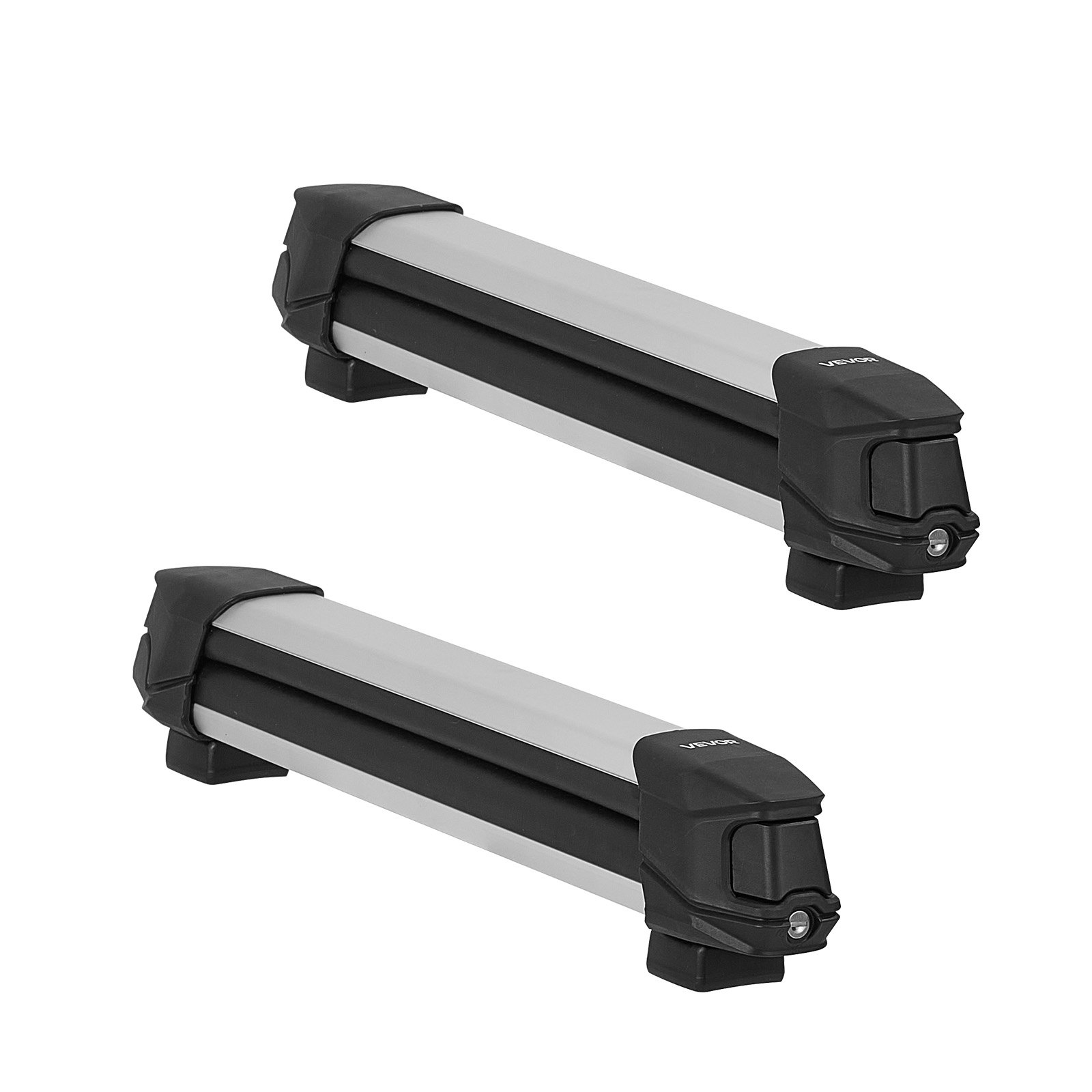 VEVOR Ski & Snowboard Roof Rack, Carry up to 4 Pairs of Skis or 2 Snowboards, 2 PCS Aluminum Universal Car Roof Rack with Lock & Rubber Padding, Carrier for Fishing Rod, Fit Most Slotted Crossbars