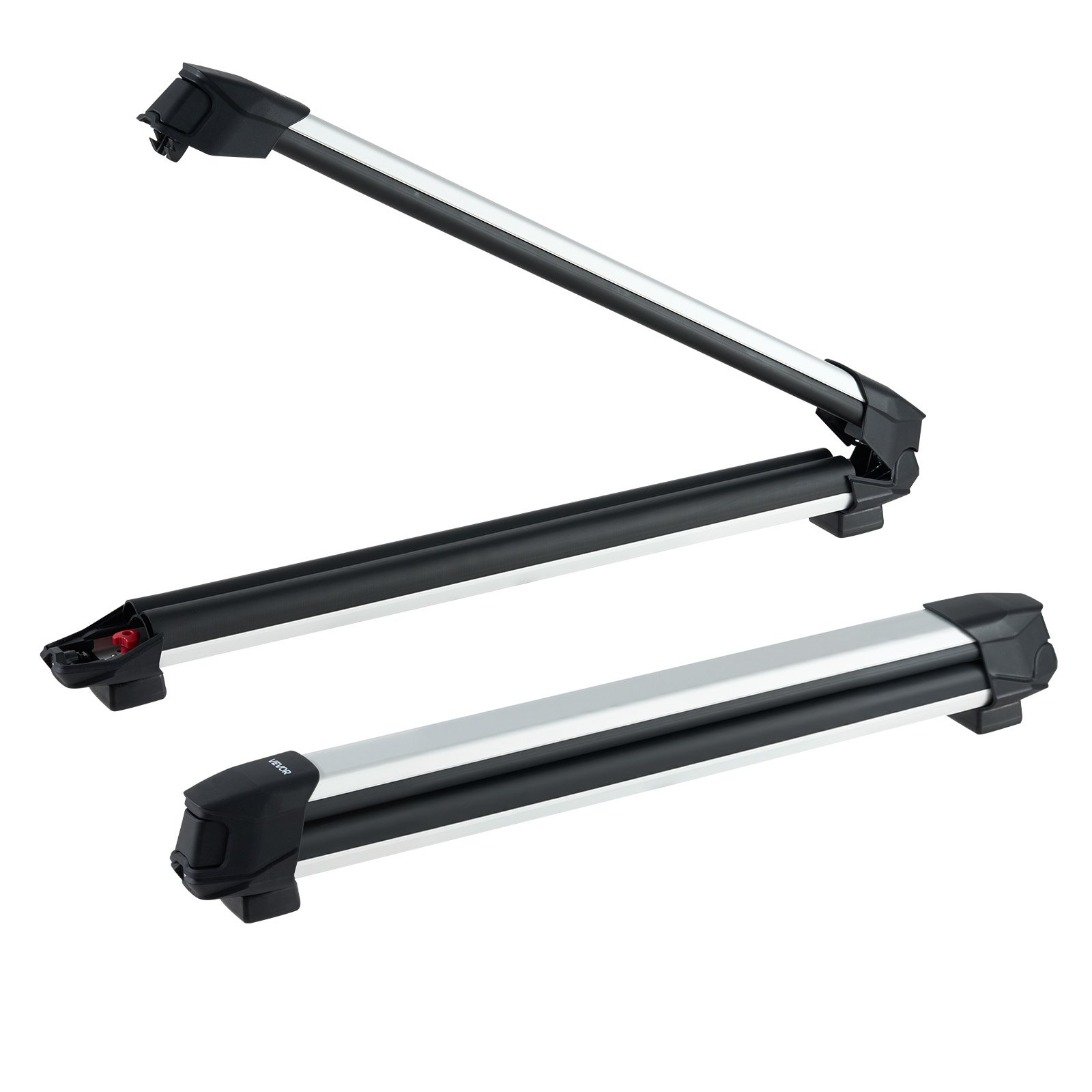 VEVOR Ski & Snowboard Roof Rack, Carry up to 6 Pairs of Skis or 4 Snowboards, 2 PCS Aluminum Universal Car Roof Rack with Lock & Rubber Padding, Carrier for Fishing Rod, Fit Most Slotted Crossbars