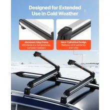 VEVOR Ski & Snowboard Roof Rack, Carry up to 6 Pairs of Skis or 4 Snowboards, 2 PCS Aluminum Universal Car Roof Rack Top Holder with Lock & Rubber Padding for Fishing Rod, Fit Most Slotted Crossbars