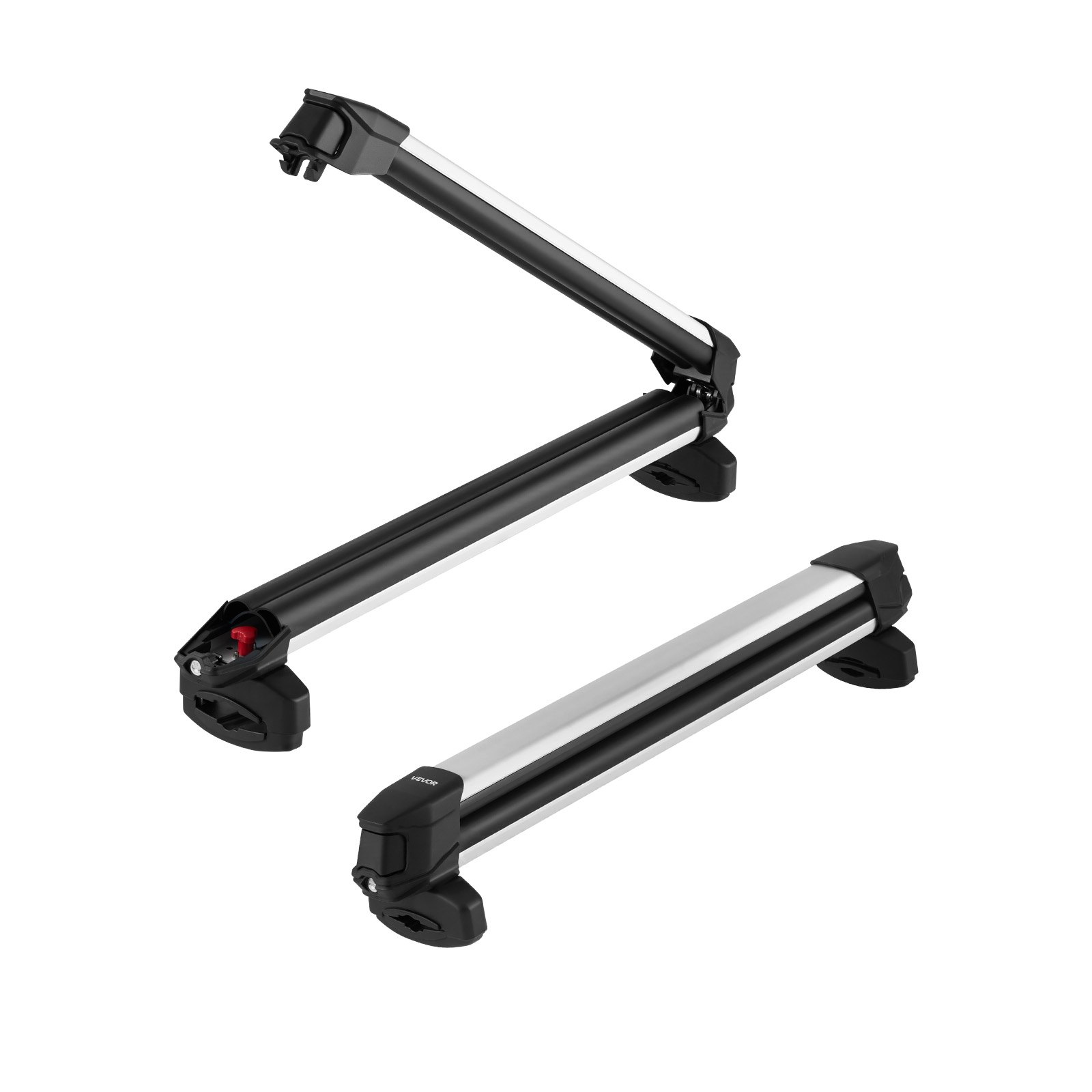 VEVOR Ski & Snowboard Roof Rack, Carry up to 6 Pairs of Skis or 4 Snowboards, 2 PCS Aluminum Universal Car Roof Rack Top Holder with Lock and Rubber Padding for Fishing Pole Rod, Fit Most Crossbars