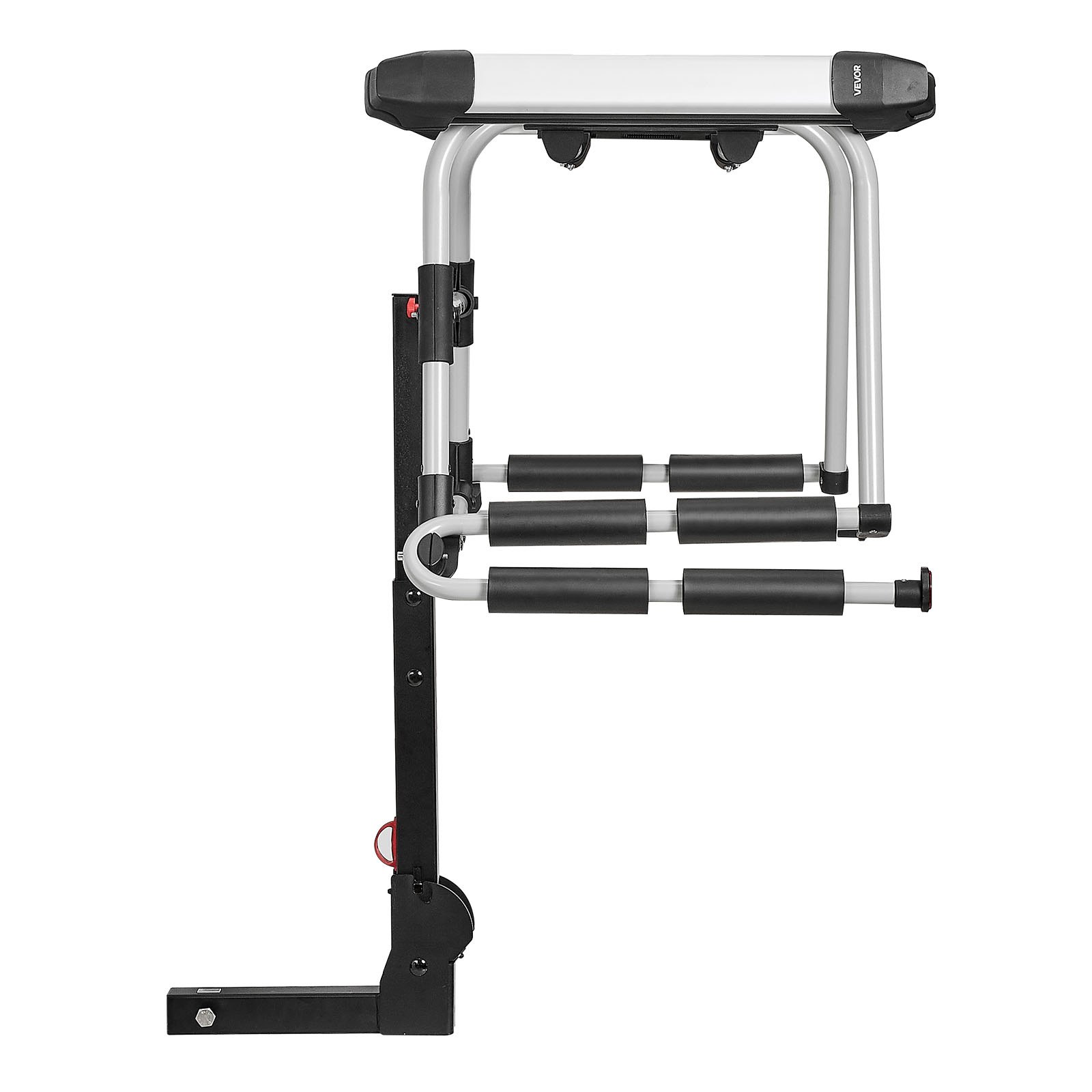 VEVOR Ski- og snowboardstativ for tilhengerfeste, passer til 50 mm mottaker, har plass til opptil 6 par ski eller 4 snowboard, bilstativ for tilhengerfeste med nøkkellås, sikkerhetsstropp, vippetilgang, gummipolstring