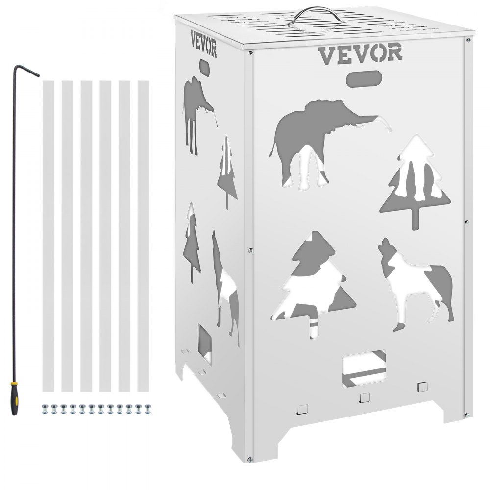 VEVOR Burn Barrel, 22x22x42.5 inch Burn Cage, Stainless Steel Cage Incinerator, Incinerator Barrel with Lid and Handle for Outdoors