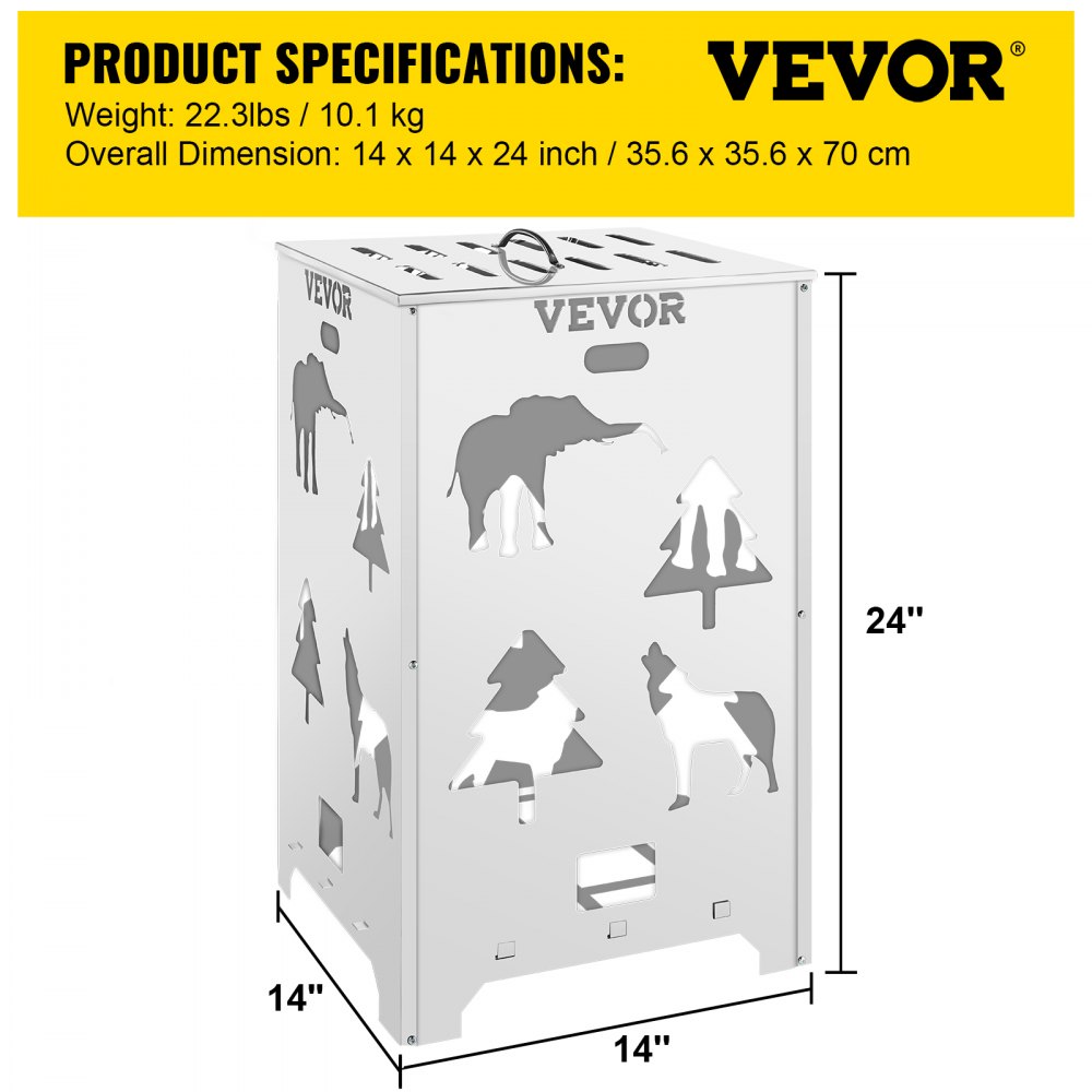 Vevor Burn Barrel Burn Drum Incinerador Barril 14x14x24 pulgadas para desechos de jardín