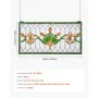 VEVOR Stained Glass Window Panel, 32 x 17 in, Tiffany Style Hanging Transom Window Panel with Chain, Large Horizontal Rectangle Stain Glass, Vintage Traditional Art Handcrafts for Kitchen Home Decor