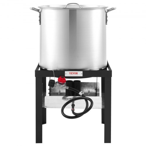 Feasto 100 QT Seafood Boil Pot With Basket And Burner, Aluminum Seafood Boil Pot And Burner Kit With 100,000 BTUs Output And 10 PSI Regulator For Cooking Crawfish, Shrimp, Crab