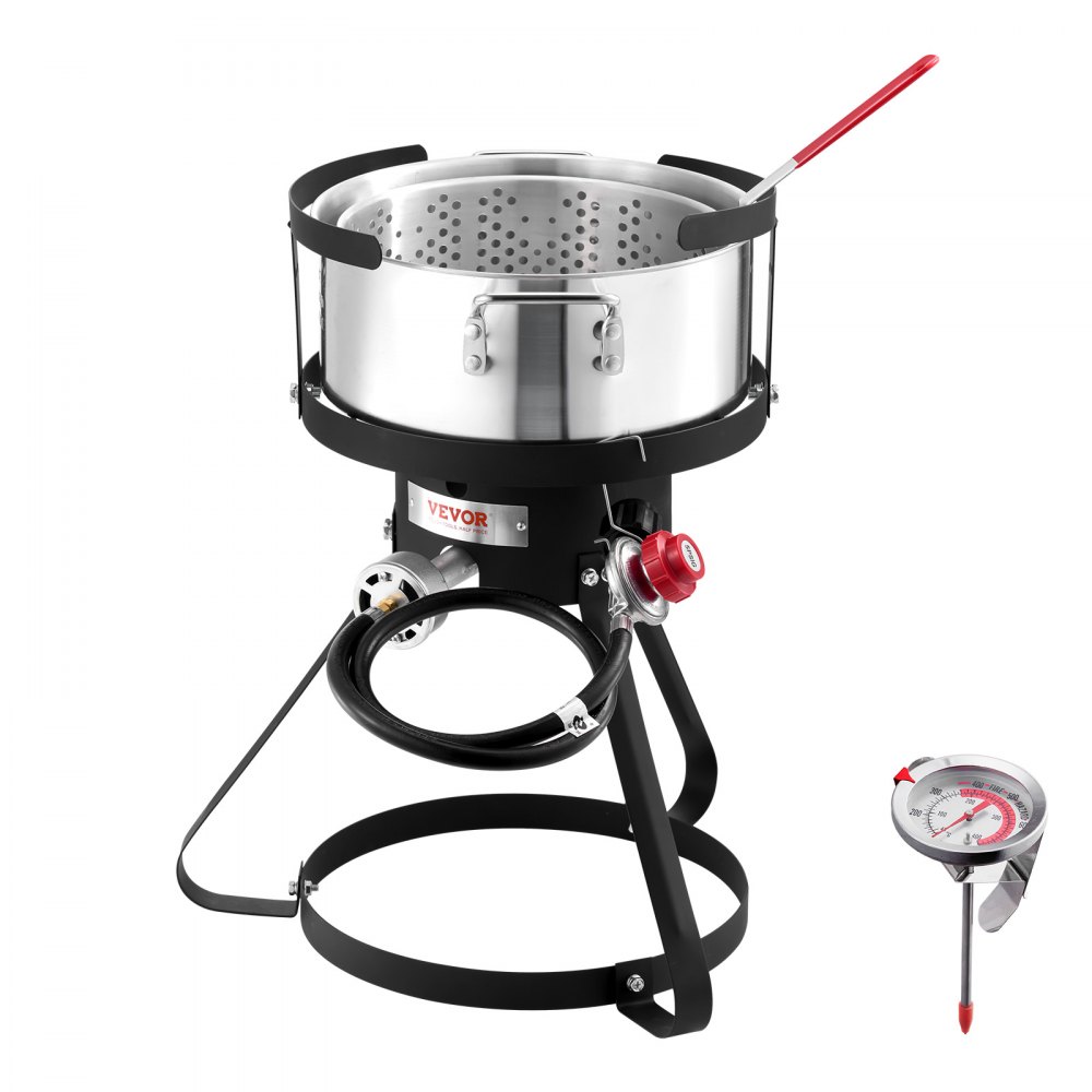 10 Qt Fish and Wing Fryer Aluminum Outdoor Propane Deep Fryer Kit with Basket