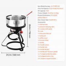 VEVOR 10 Qt Fish and Wing Fryer Aluminum Outdoor Propane Deep Fryer Kit Basket