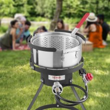 VEVOR 10 Qt Fish and Wing Fryer Aluminum Outdoor Propane Deep Fryer Kit Basket