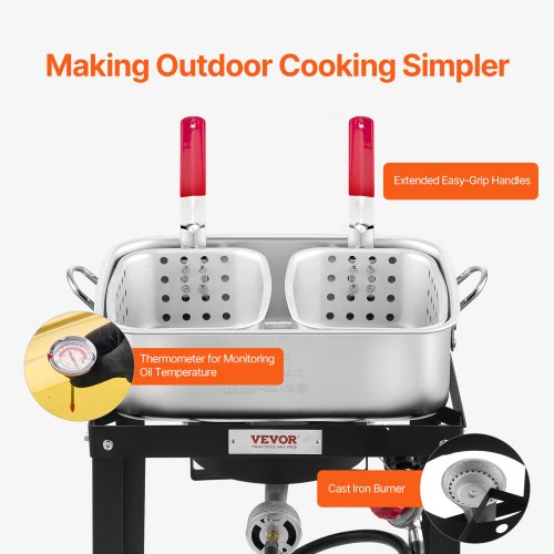 thumbnail image 2 of 18 Qt Aluminum Propane Deep Fryer Kit – 55,000 BTU, 2 Baskets, Thermometer, Outdoor 2 of 5