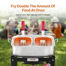 18 Qt Fish and Wing Fryer Aluminum Outdoor Propane Deep Fryer Kit with 2 Baskets