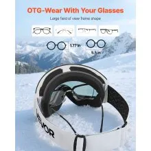 VEVOR Frameless Ski Goggles, Spherical Lens with Pink Revo Coating, OTG Anti fog Snow Goggles for Men Women Youth, TPU Frame & Ventilation Structure, Suitable for Skiing, Skating, Snowboarding