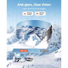 VEVOR Frameless Ski Goggles, Magnet Cylindrical Lens with Pink Revo Coating, OTG Anti fog Snow Goggles for Men Women Youth, TPU Frame & Ventilation Structure, Fit for Skiing, Skating, Snowboarding