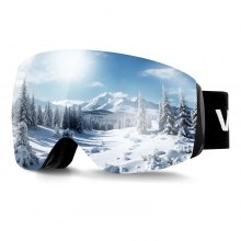 VEVOR Frameless Ski Goggles, Spherical Lens with Blue Revo Coating, OTG Anti fog Snow Goggles for Men Women Youth, TPU Frame & Ventilation Structure, Suitable for Skiing, Skating, Snowboarding