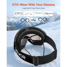 VEVOR Frameless Ski Goggles, Spherical Lens with Silver Mirror Revo Coating, OTG Anti fog Snow Goggles for Men Women, TPU Frame & Ventilation Structure, Suitable for Skiing, Skating, Snowboarding