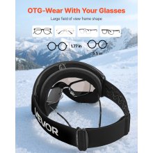 VEVOR Frameless Ski Goggles, Spherical Lens with Silver Mirror Revo Coating, OTG Anti fog Snow Goggles for Men Women, TPU Frame & Ventilation Structure, Suitable for Skiing, Skating, Snowboarding