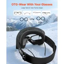 VEVOR Frameless Ski Goggles, Magnet Cylindrical Lens with Silver Mirror Revo Coating, OTG Anti fog Snow Goggles for Men Women, TPU Frame & Ventilation Structure, Fit for Skiing, Skating, Snowboarding