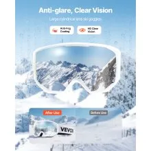 VEVOR Ski Goggles, Cylindrical Lens with Pink Revo Coating, OTG Anti fog Snow Goggles for Men Women Youth, TPU Frame & Ventilation Structure, Suitable for Skiing, Skating, Snowboarding, Cycling
