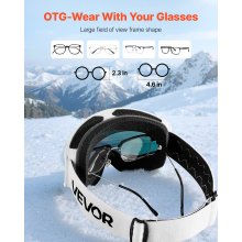 VEVOR Ski Goggles, Cylindrical Lens with Pink Revo Coating, OTG Anti fog Snow Goggles for Men Women Youth, TPU Frame & Ventilation Structure, Suitable for Skiing, Skating, Snowboarding, Cycling