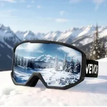 VEVOR Ski Goggles, Cylindrical Lens with Silver Mirror Revo Coating, OTG Anti fog Snow Goggles for Men Women Youth, TPU Frame & Ventilation Structure, Suitable for Skiing, Skating, Snowboarding, Cycling