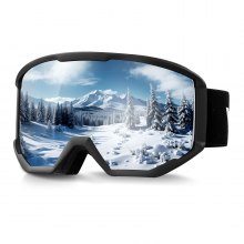 VEVOR Ski Goggles, Cylindrical Lens with Silver Mirror Revo Coating, OTG Anti fog Snow Goggles for Men Women Youth, TPU Frame & Ventilation Structure, Suitable for Skiing, Skating, Snowboarding, Cycling