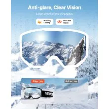 VEVOR Ski Goggles, Cylindrical Lens with Orange Revo Coating, OTG Anti fog Snow Goggles for Men Women Youth, TPU Frame & Ventilation Structure, Suitable for Skiing, Skating, Snowboarding, Cycling