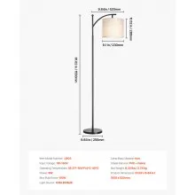 VEVOR Floor Lamp Dimmable Color Temperature Living Room Lamp with Remote Control