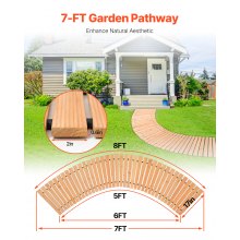 7 ft L x 17 in W Curved Wooden Garden Pathway Roll Out Garden Walkway