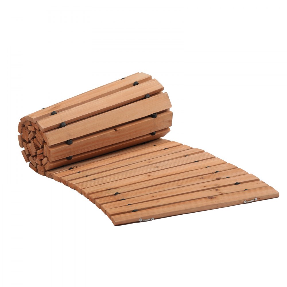 VEVOR Wooden Garden Pathway, 8 ft x 17 in, Non-Slip Curved Garden Walkway, Roll Out Cedar Outdoor Walkway Path with Wire Rope Connection, Decorative Lawn Paver for Backyard Boardwalk Wedding Party