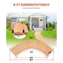 VEVOR 8 ft L x 17 in W Curved Wooden Garden Pathway Roll Out Garden Walkway