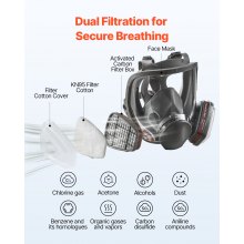 Respirator Mask Reusable Respirator Full Face Gas Cover with Filters for Dust