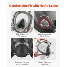 Respirator Mask Reusable Respirator Full Face Gas Cover with Filters for Dust