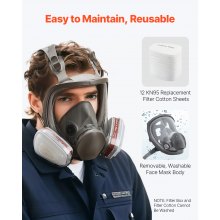 Respirator Mask Reusable Respirator Full Face Gas Cover with Filters for Dust