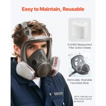 Respirator Mask Reusable Respirator Full Face Gas Cover with Filters for Dust