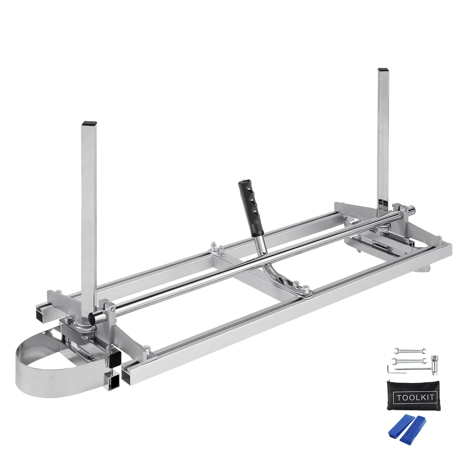 VEVOR Portable Sawmill 14"-36" Guide Bar Galvanized Steel Chainsaw Planking 0.2"-11.81" Thickness, Wood Lumber Cross Cutting Saw Mill for Builders and Woodworkers, Silver