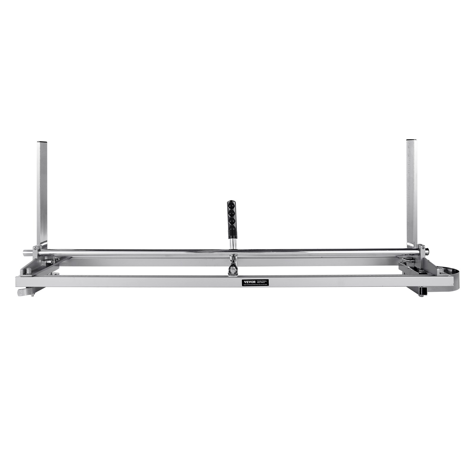 VEVOR chainsaw mill, stainless steel frame with adjustable brackets and black handle.