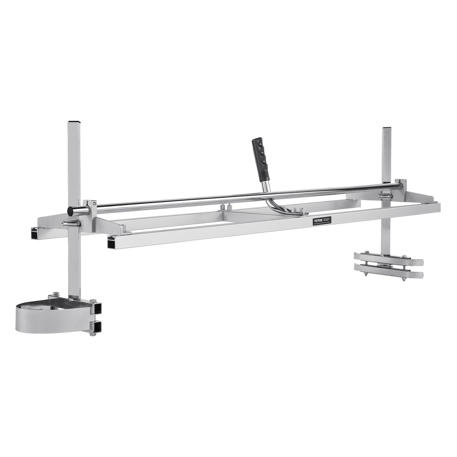 VEVOR chainsaw mill with adjustable guide bar, handle, and sturdy metal frame for precise lumber cutting.