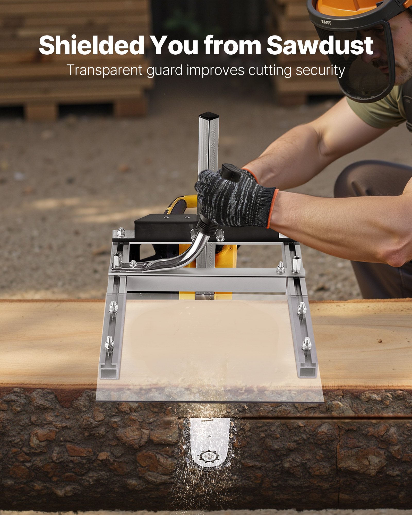 VEVOR Chainsaw Mill, Portable Sawmill Fits 16-20 in Planking Milling Bar, Lumber Cross Cutting Guide Chain Saw with Shield, 0.2-11.81 in Cutting Thickness, Timber Chainsaw Mill Kit for Woodworkers
