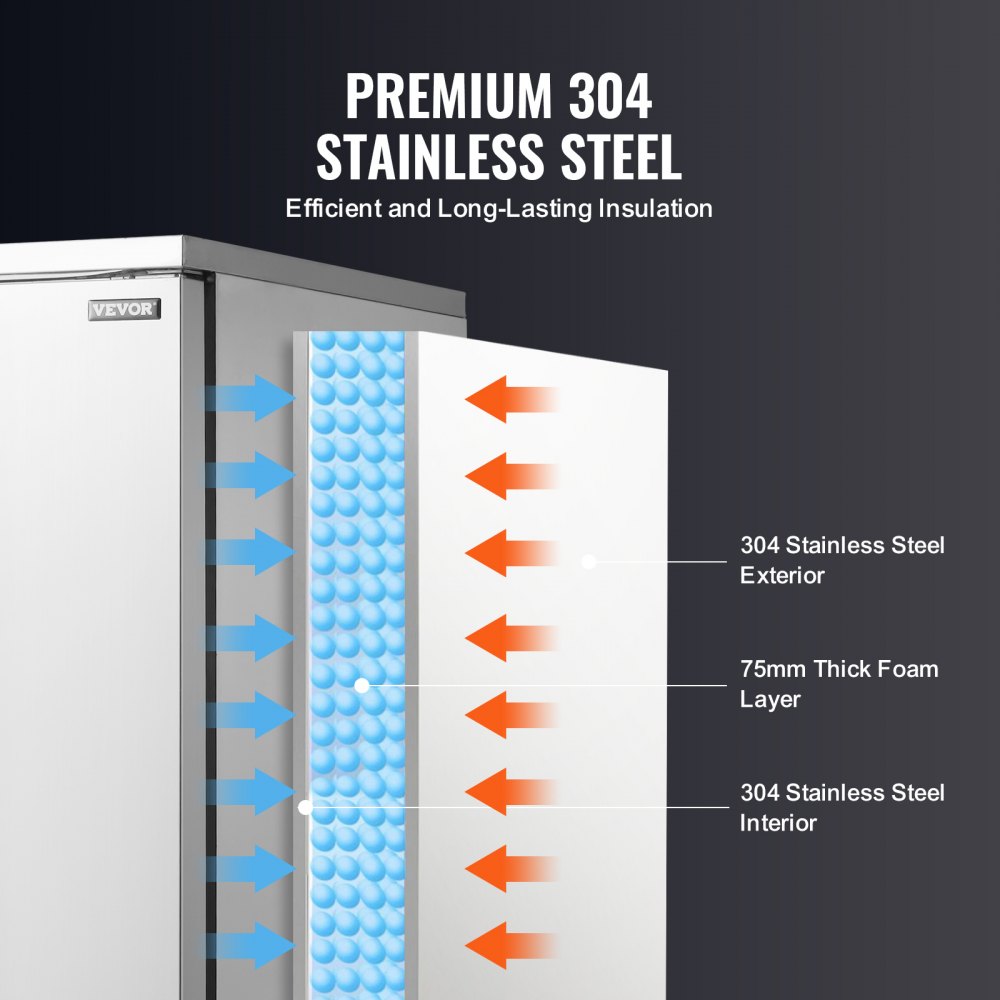 VEVOR Commercial Blast Freezer, 370 L / 13.1 Cu.ft Blast Chiller with 15 Trays, Blast Chiller Freezer Chest with 4 Freezing Modes, Stainless Steel Food Blast Freezer with Casters for Restaurant, Seafood