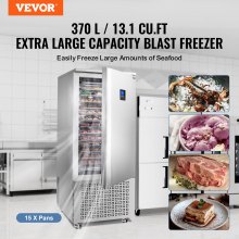 370L Commercial Blast Freezer 15 Trays Blast Chiller Chest Seafood Gelato