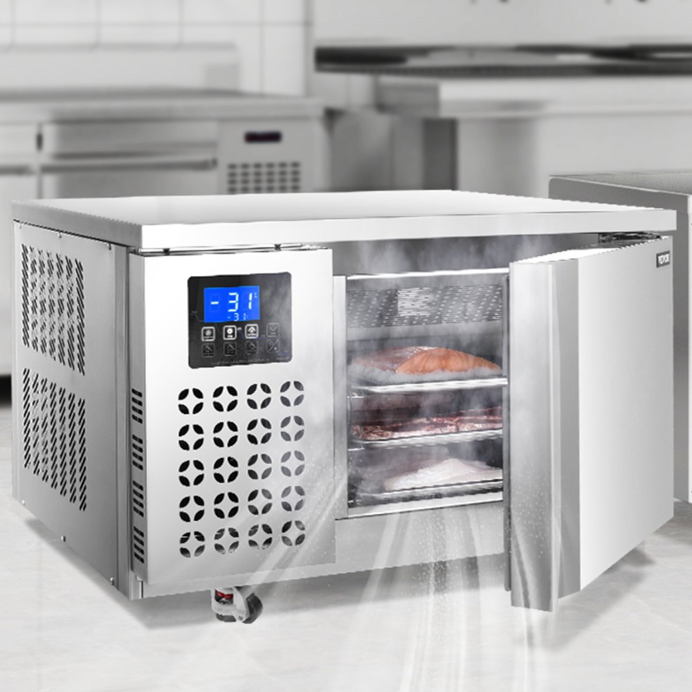 VEVOR Commercial Blast Freezer, 80 L / 2.8 Cu.ft Blast Chiller with 3 Trays, Blast Chiller Freezer Chest with 4 Freezing Modes, Stainless Steel Food Blast Freezer with Casters for Restaurant, Seafood